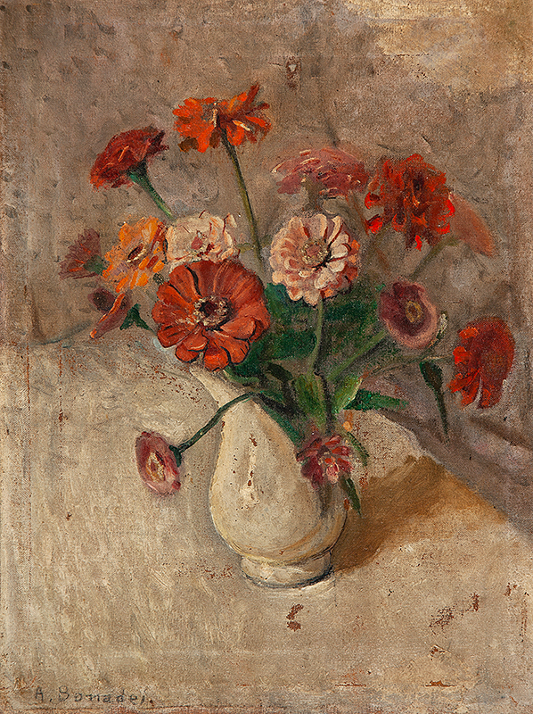 ALDO BONADEI - `Vaso de flores`- Óleo sobre tela - Ass.inf.esq. - 40 x 30 cm - Ex.Coleção Joseph Claude Pierre Sartorio.