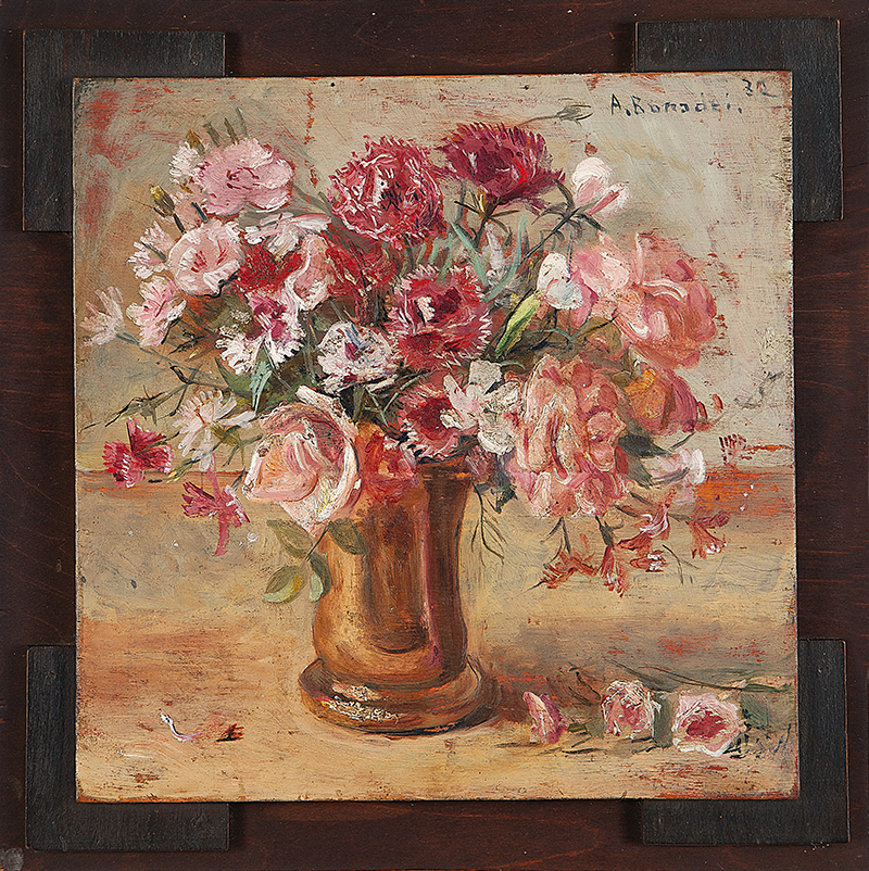 ALDO BONADEI - `Vaso de flores` - Óleo sobre madeira - Ass.dat.1932 sup.dir. - 36 x 36 cm - Ex. Coleção Joseph Claude Pierre Sartorio.