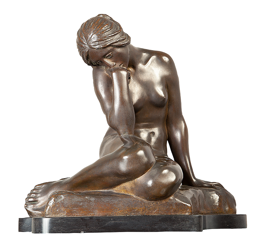 LEOPOLDO & SILVA - `Nostalgia`- Escultura em bronze - Ass. na base. - 40 x 45 cm - Peça semelhante reproduzida na pág. 166 do livro de Valentim á Valentim.