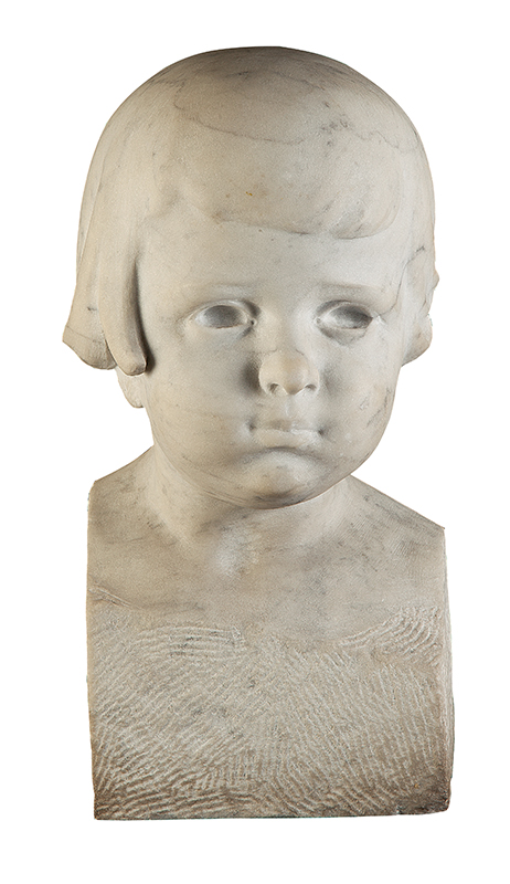 VICENTE LARROCA - `Busto de criança` - Escultura em mármore - Assinada - 1924. - 29 cm