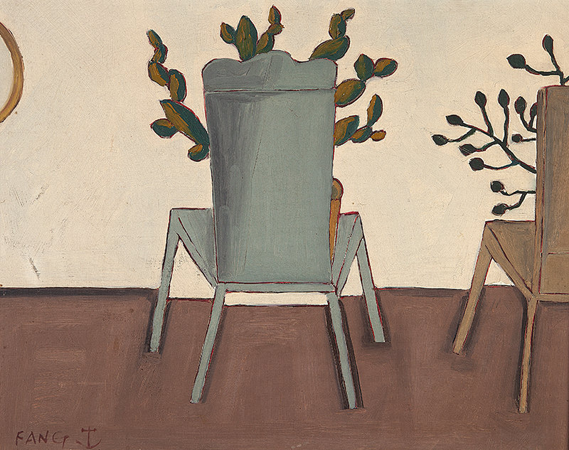 FANG - `Cadeiras e plantas`- Óleo sobre tela - Ass. inf. esq. - 50 x 40 cm