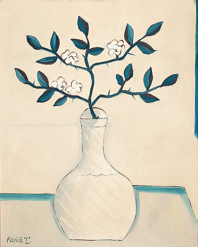 FANG - `Vaso de flores`- Óleo sobre tela -Ass. inf. esq. - 50 x 40 cm