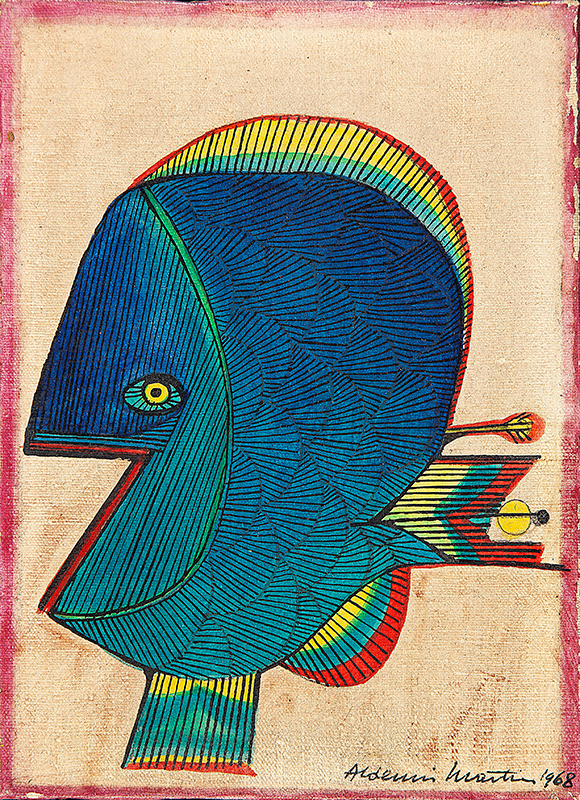 ALDEMIR MARTINS - `Peixe` - Óleo sobre tela - Ass.dat.1968 inf. dir. - 22 x 16 cm