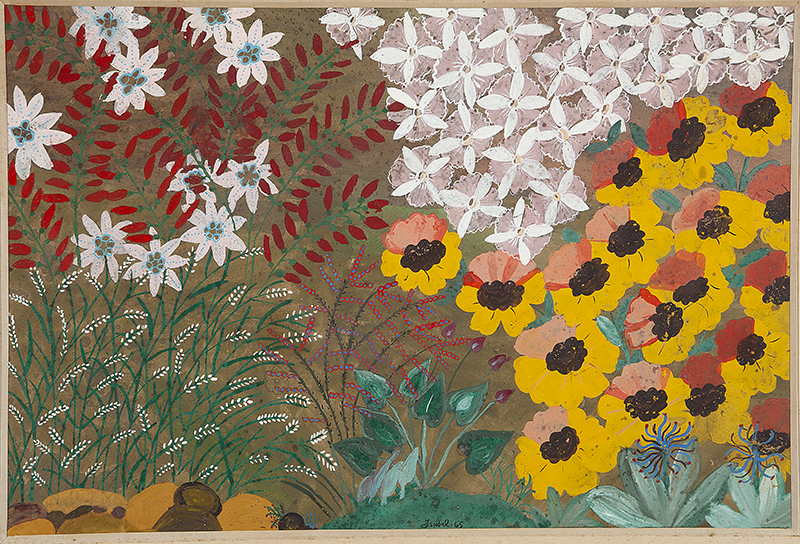 ISABEL DE JESUS - `Flores` - Óleo sobre cartão - Ass.dat.1965 centro inf. - 34 x 50 cm