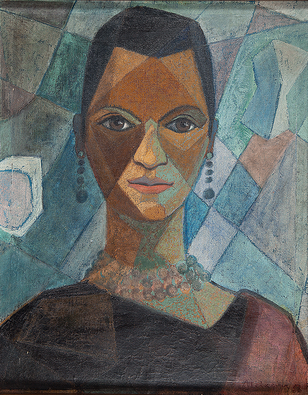 ALBERTO TEIXEIRA - `Mulher com colar` - Óleo sobre tela sobre madeira - Ass.dat.1953 inf. dir. - 49,5 x 39,5 cm -