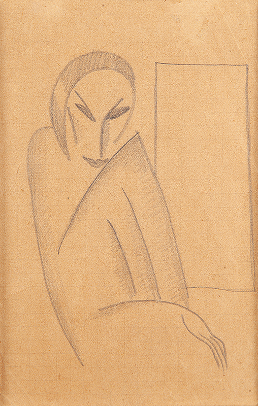 ISMAEL NERY - `Mulher` - Desenho a lápis sobre papel - Ass.inf.dir - Déc.20. - 15 x 10 cm - Com etiqueta da Ricardo Camargo Galeria