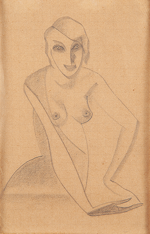 ISMAEL NERY - `Figura feminina`- Desenho a lápis sobre papel - Sem assinatura -Déc.20. - 15 x 10 cm - Com etiqueta da Ricardo Camargo Galeria