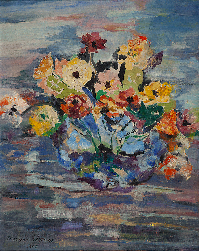 JANDYRA WATER - `Vaso de Flores` - Óleo sobre tela - Ass.dat.1955 inf. esq. - 50 x 40 cm -