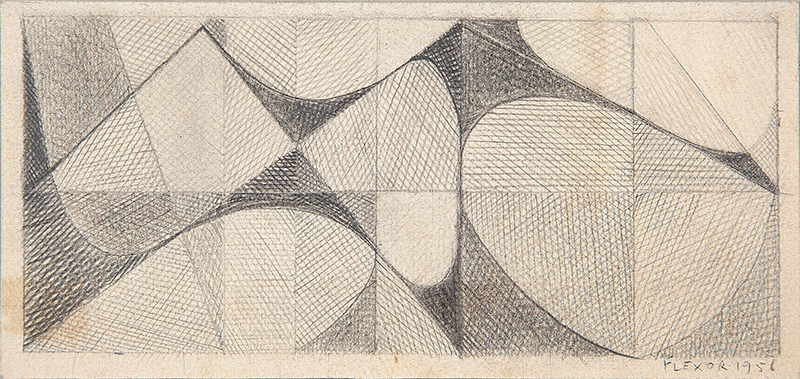 SAMSON FLEXOR - `Sem título` - Desenho a lápis sobre papel - Ass.dat.1956 inf. dir. - 10,5 x 21,5 cm -