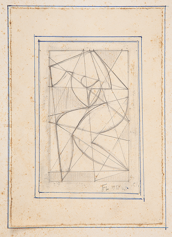 SAMSON FLEXOR - `Sem título`- Desenho a caneta e lápis - Ass.dat.1951 inf. dir. - 21,5 x 15,5 cm -