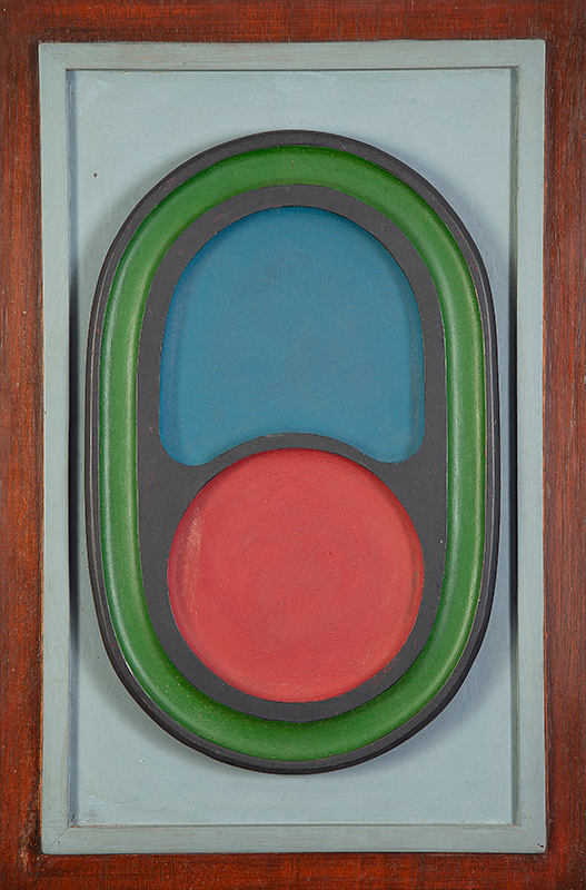 JOAQUIM TENREIRO - `Sem título` ` Projeto para bandeja - Óleo sobre madeira. - 68 x 48 cm - Com carimbo J. Tenreiro no verso.