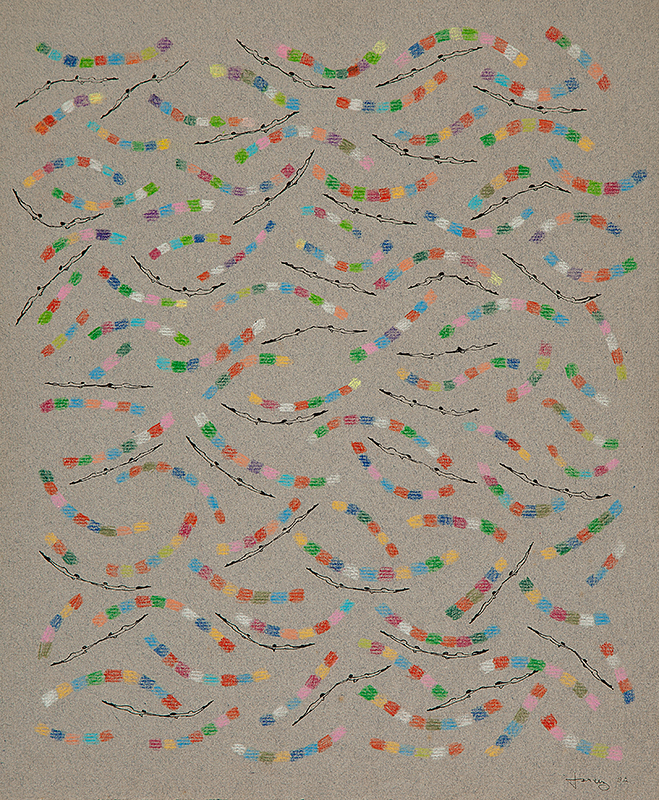 PAULO GARCEZ - `Sem título` - Nanquim e lápis de cor sobre papel - Ass. dat. 1992 inf. dir. - 32 x 27,5 cm -