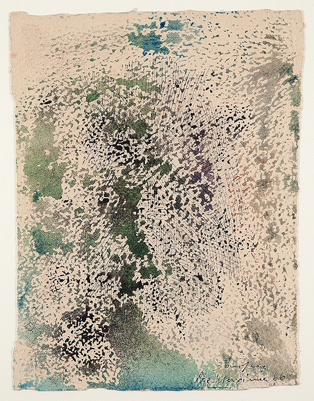 ANTÔNIO BANDEIRA - `Sem título` - Aquarela e nanquim sobre papel - Ass.dat.1966 inf. dir. - 30 x 22 cm - Localizado no site Maximie.
