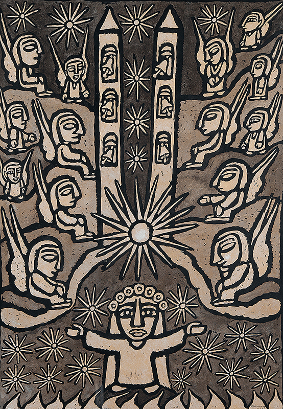 RAIMUNDO DE OLIVEIRA - `Sem título` - Técnica mista sobre papel - Ass.dat.1962 inf. dir. - 78 x 58 cm -