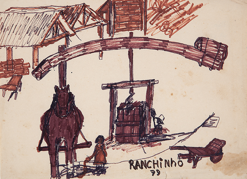 RANCHINHO - `Engenho` - Sanguínea sobre papel - Ass.dat.1949 centro inf. - 21,5 x 29,5 cm -