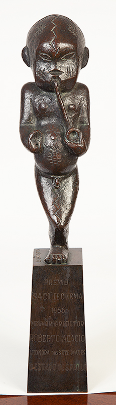 VICTOR BRECHERET - `Saci`- Escultura em bronze - Assinada - 40 cm altura. - Prêmio `Saci` de cinema 1956 melhor produtor Roberto Acácio ` Leonora dos Sete Mares ` O Estado de São Paulo.