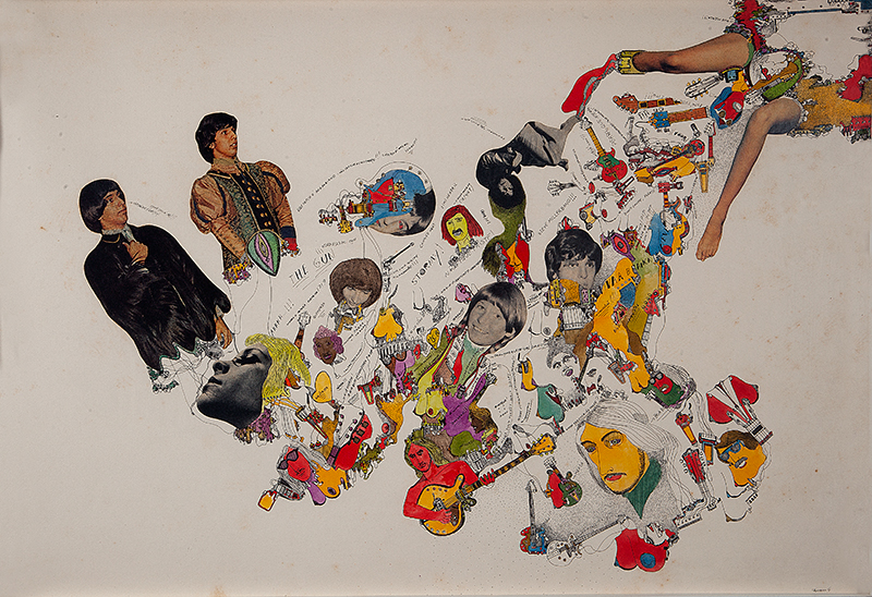FERREIRA GULLAR - `Assemblage Pop` - Nanquim e colagem sobre papel - Ass. inf. dir - 1969 - 62 x 43 cm.