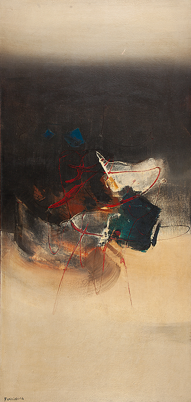 TIKASCHI FUKUSHIMA - `Composição` - Óleo sobre tela - Ass. inf. esq. - 135 x 65 cm.