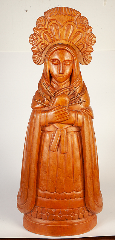 EXPEDITO - `Nossa Senhora das Dores`- Escultura em madeira - Ass.dat.2001 e loc. `T. Piauí` na base - 78 cm altura.