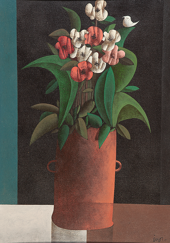 INOS CORADIN - `Vaso de flores` - Óleo sobre tela - Ass. inf. dir. - 70 x 50 cm.