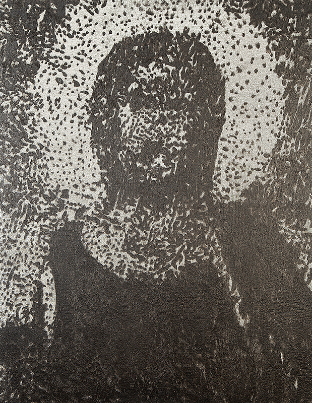CAETANO ALMEIDA - `Composição nº 7`- Pintura sobre tecido brilhoso - Ass.tit. no verso - 56 x 70 cm. - Com certificado da Galeria Luisa Strina.