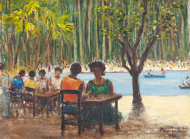 PAUL GARFUNKEL - `Jardim público` - Óleo sobre tela - Ass.dat.1963 no inf. dir. tit. loc. `Belém do Pará` no verso. 54 x 73 cm