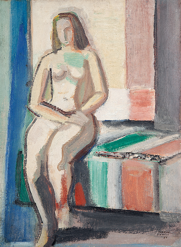 MARIO ZANINI - `Mulher nua` - Óleo sobre tela - Ass.dat.1956 inf. dir. 60 x 45 cm