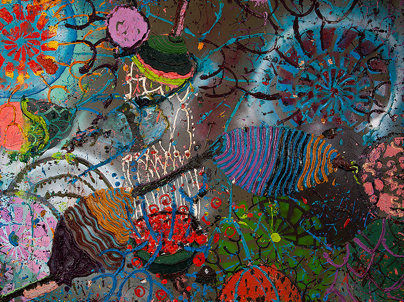 GILVAN NUNES - `Elemento X` - Óleo sobre tela - Ass.tit.dat. 2012 no verso. 150 x 2000 cm - Com etiqueta da Galeria Oscar Cruz.