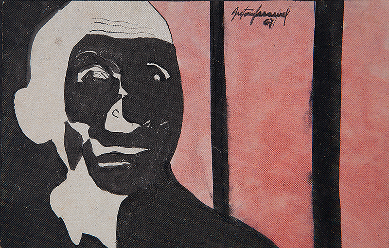 ANTÔNIO MANUEL - `Preso` - Nanquim sobre flan - Ass.dat.1967 sup. dir., ass. tit. no verso. 9 x 13 cm