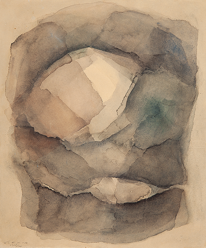 SAMSOM FLEXOR - `Sem título` - Aquarela sobre papel - Ass.dat.1965/1966 inf. esq. 42 x 35 cm