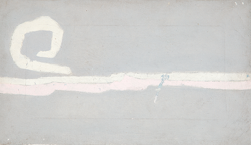 ALOISIO CARVÃO - `Composição` - Óleo sobre tela - Déc.60. Ass. no verso. 16 x 27 cm