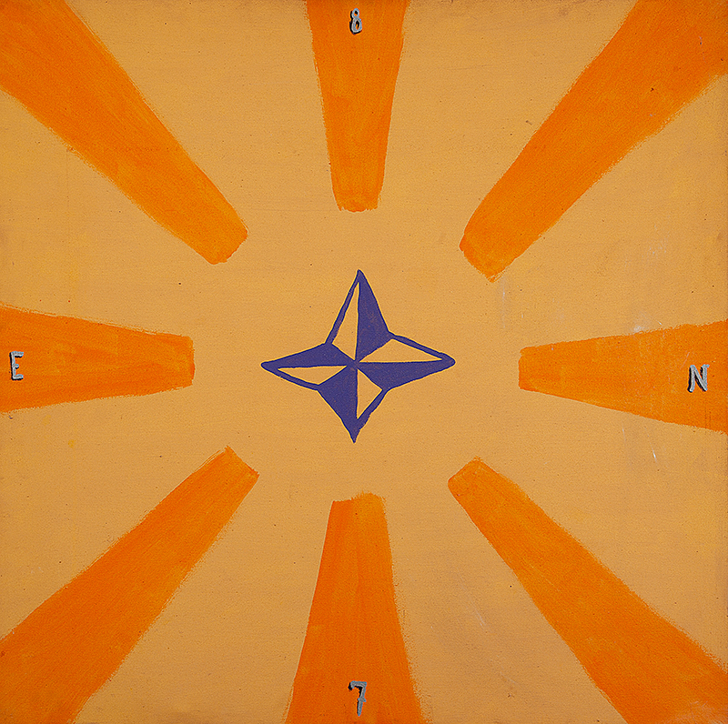 EMANUEL NASSAR - `Estrela` - Pintura sobre madeira, metal - Ass.dat. 1987na tela. 100 x 100 cm. 100 x 100 cm