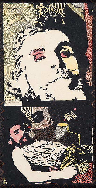 ANTÔNIO MANUEL / SERPA - `Che Guevara` - Serigrafia com interferência, nanquim e aquarela - Ass. dat. centro sup. esq. 44 x 23 cm