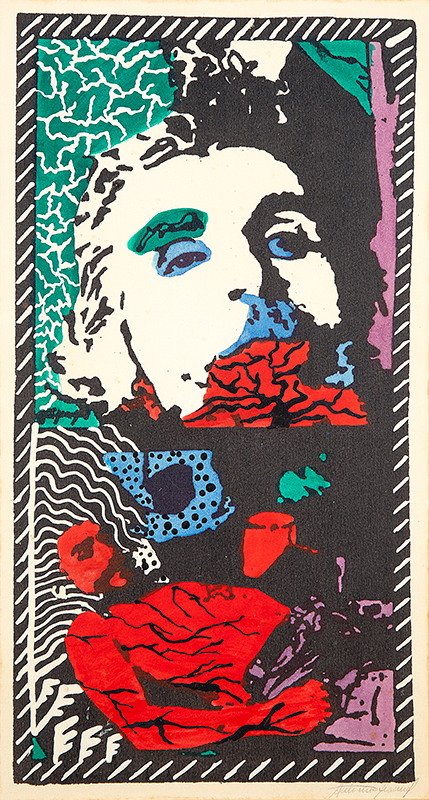 ANTÔNIO MANUEL / SERPA - `Che Guevara` - Serigrafia com interferência, nanquim e aquarela - Ass. inf. dir., ass. centro sup. esq. 44 x 23 cm