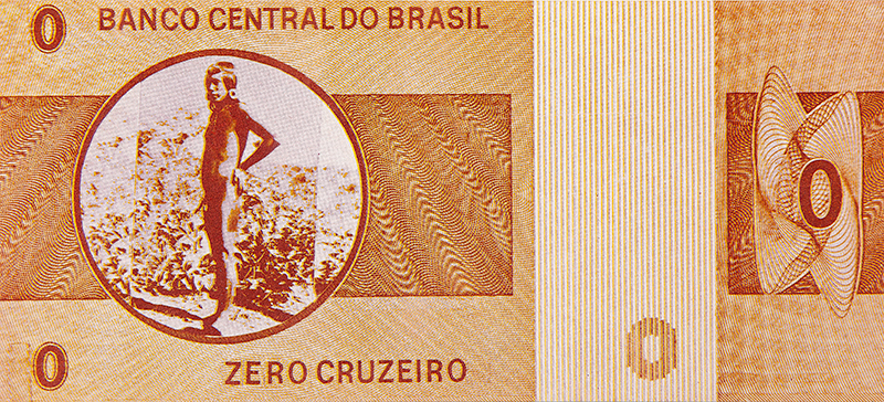 CILDO MEIRELES - `Zero Cruzeiro` - Litografia sobre papel - 1978 - Assinada. 7 x 15,5 cm.Procedência Galeria Saramenha.