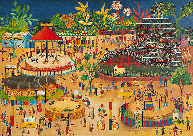 ROSINA BECKER DO VALLE - `Parque de diversões` - Óleo sobre tela - Ass.dat. 1960 inf.dir. 65 x 92 cm