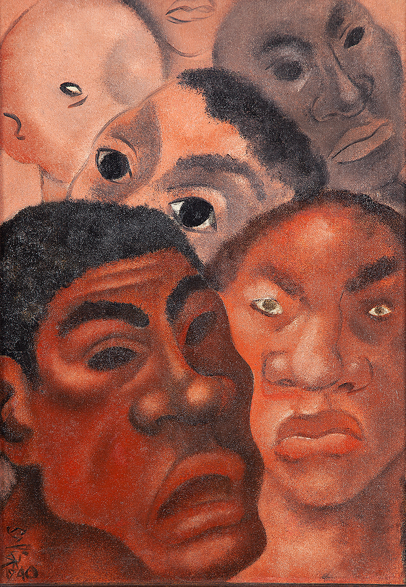 CARLOS SCLIAR - `Figuras` - Óleo sobre tela - Ass.dat.1940 inf. esq. 48 x 34 cm