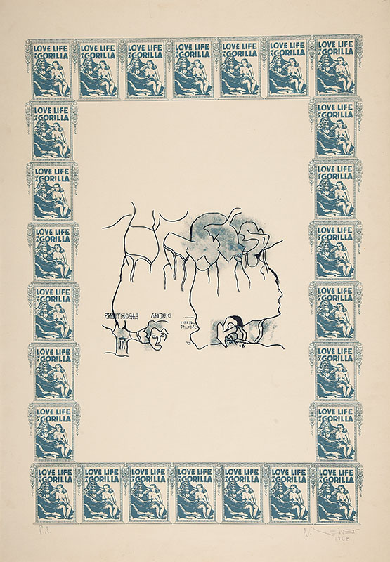 NELSON LEIRNER - `Love life of a gorilla` - Gravura ` PA - Ass.dat.1968 inf.dir. 100 x 70 cm