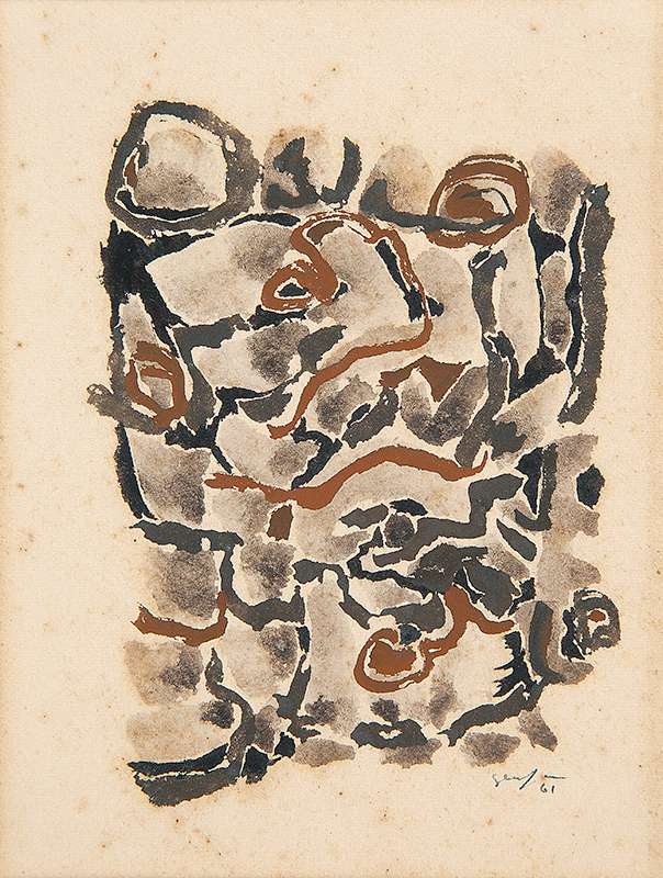 IVAN SERPA - `Sem título` - Aquarela sobre papel- Ass.dat.1961 inf. dir. 12,5 x 9,5 cm