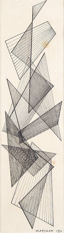 ANATOW WLADYSLAW - `Desenho`- Nanquim sobre papel - Ass.dat. 1956 inf.dir.,ass.dat.tit. no verso. 31 x 9 cm - Com certificado de autenticidade assinado por Blanka Wladyslaw.