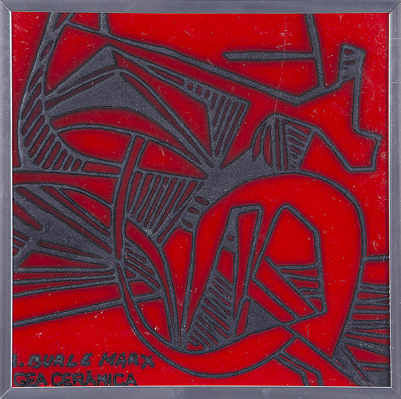 ROBERTO BURLE MARX - `Sem título` - Pintura sobre cerâmica -Ass.inf.esq. 20 x 20 cm
