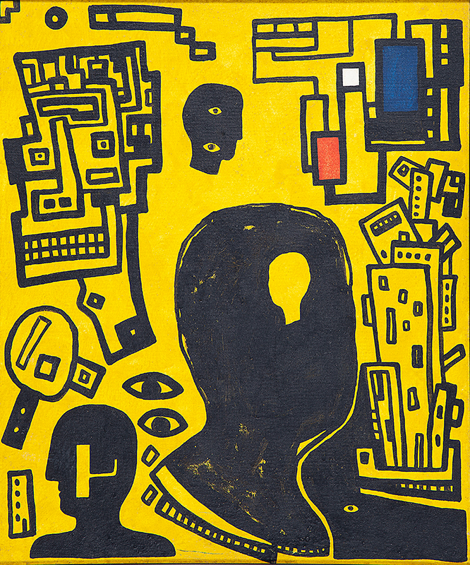 VICTOR ARRUDA - `Sem título` -Óleo sobre tela - Ass.dat.1989 no verso. 55 x 46 cm