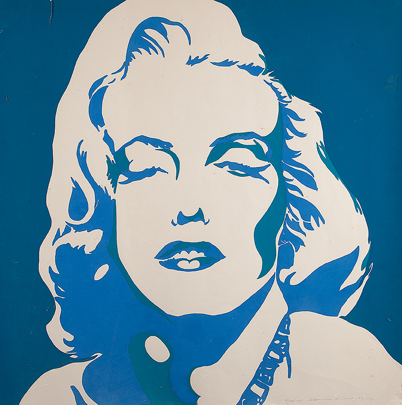 MAURICIO NOGUEIRA LIMA - `Marilyn Monroe` - Serigrafia - `/100 - Ass. dat. 1973 inf.dir. 60 x 60 cm - Apresenta pequeno rasgo.