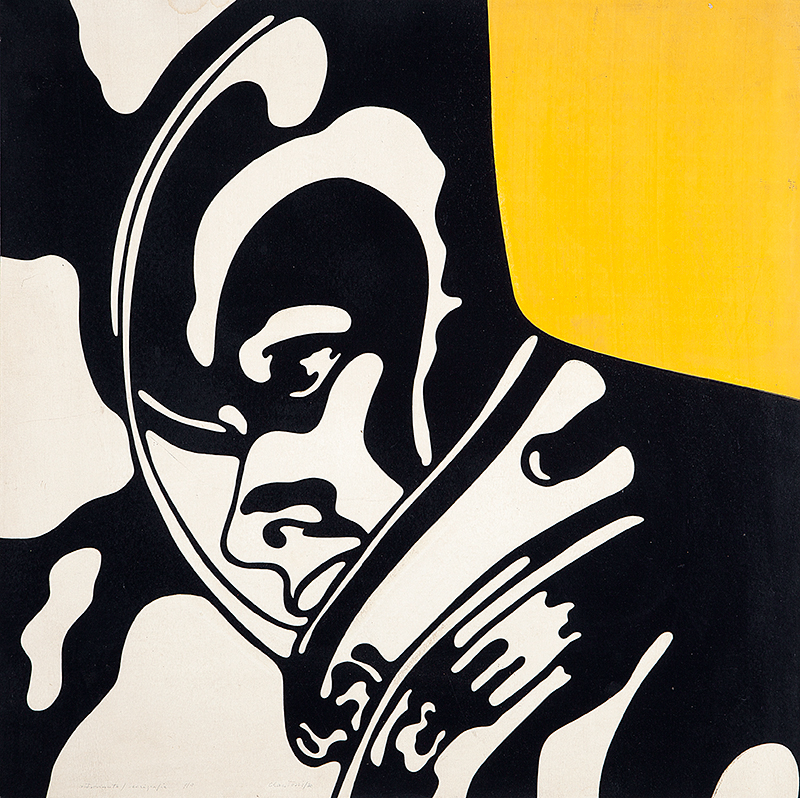 CLAUDIO TOZZI - `Astronauta` -Serigrafia sobre eucatex ` P.A. Ass.dat.1970 centro inf. 49,5 x 49,5 cm