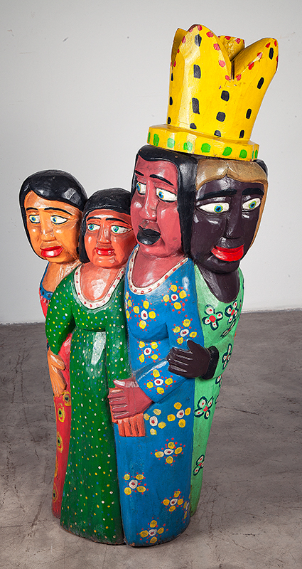 DIOMAR FREITAS DANTAS (DIOMAR DAS VÉIAS) - `Figuras` - Escultura em madeira pintada- Assinada. 124 cm