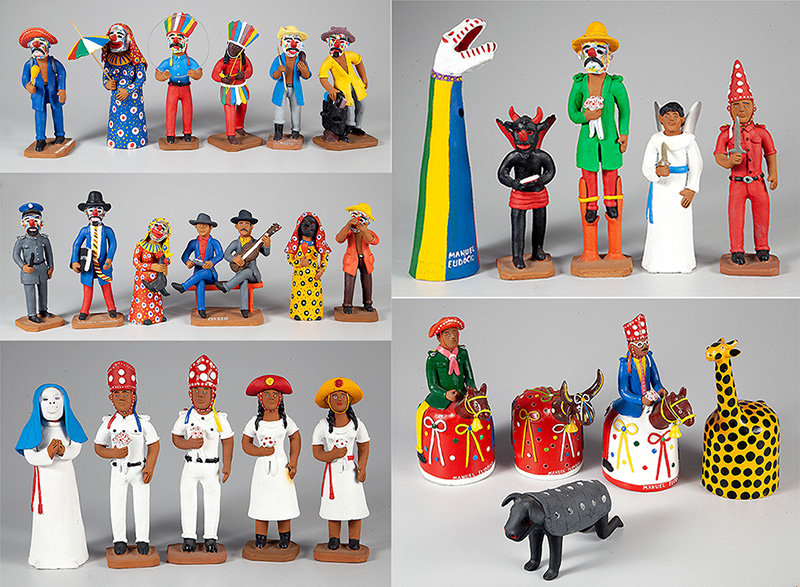 MANUEL EUDÓCIO - Conjunto com 28 esculturas em cerâmica pintada -Assinadas - Medidas variáveis.