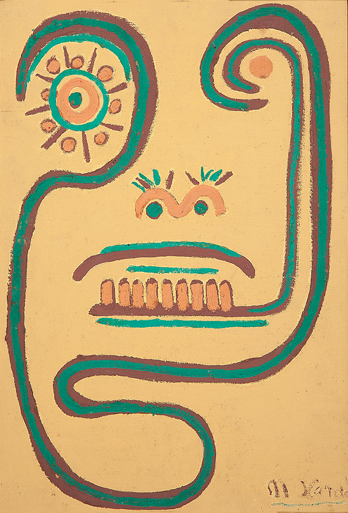 NIOBE XANDÓ - “Máscara”, Óleo sobre tela sobre cartão, Ass.inf.dir. 49 x 34 cm. - Catalogada sob nº NX01I000/0064.