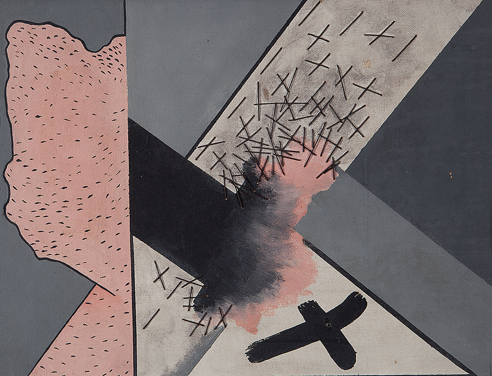 MARCELLO NITESCH - “Sem título”,Óleo e linha sobre tela, Ass.dat.1978 no verso, 27 x 35 cm.