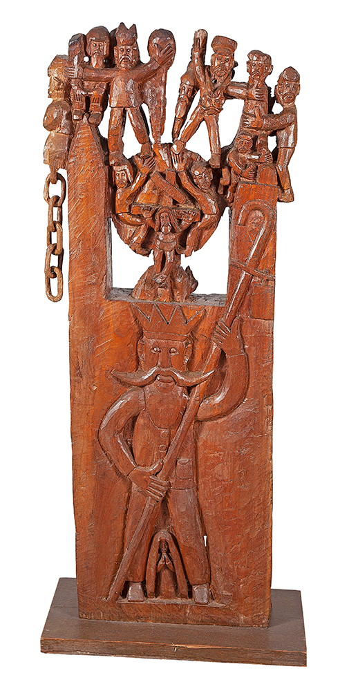 GTO (GERALDO TELES DE OLIVEIRA) - “Sem título”, Escultura em madeira, Assinada, 114 x 45 x 10 cm.
