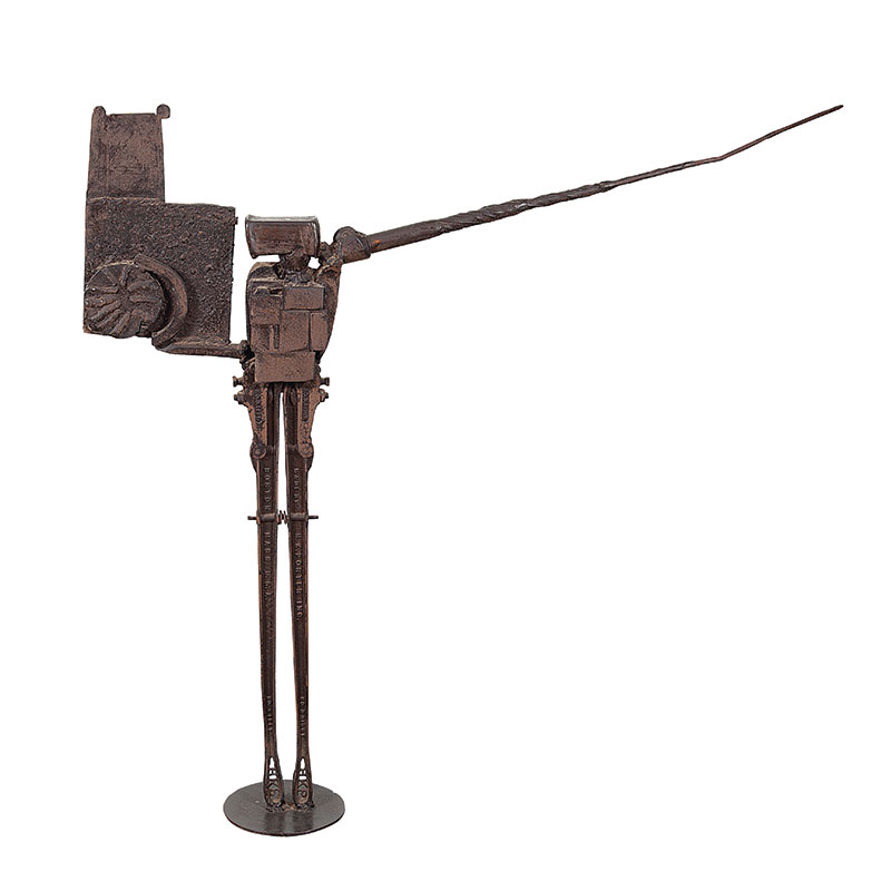 MARIO CRAVO - “Dom quixote”,Escultura de ferro, Déc.60, 111 x 116 cm. - Ex. Coleção Deo Kubric.